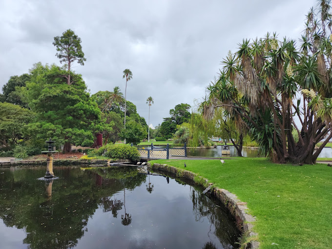 Pond and footbridge in the Royal Botanic Garden Sydney